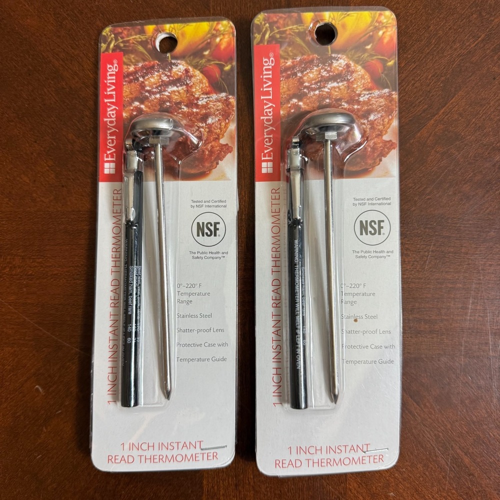 Lot 2 Instant Read Thermometer 1" Dial Stainless Steel NSF Everyday Living